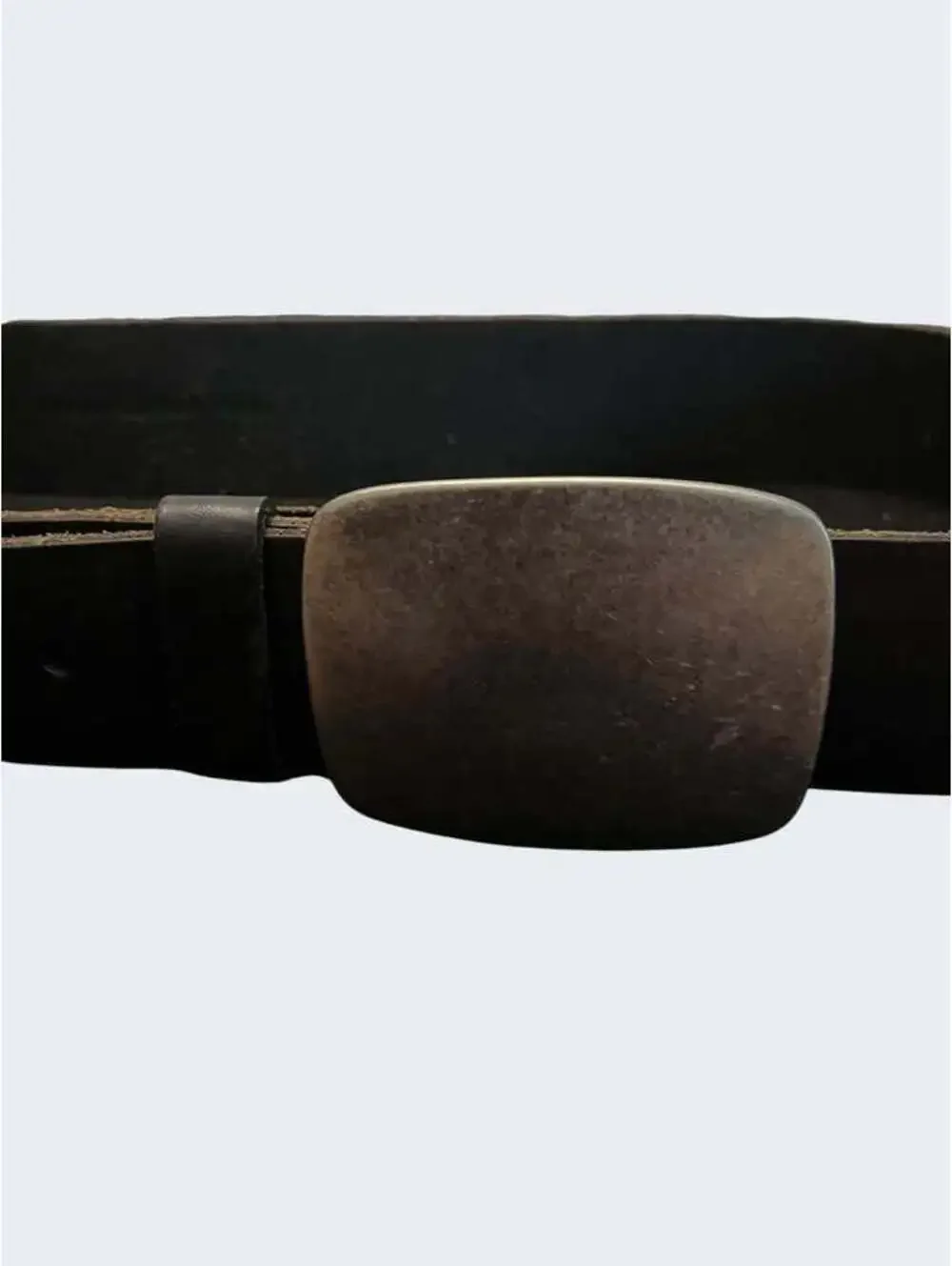 Black Leather Belt with Metal Buckle